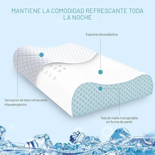 Vista 6 de Paquete de 2 almohadas de espuma viscoelástica para el cuello, almohada de apoyo para el cuello para aliviar el dolor, almohada cervical ergonómica