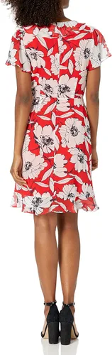 Vista 2 de Karl Lagerfeld Paris - Vestido de gasa con volantes falsos para mujer