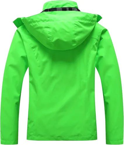 Vista 2 de OTU Chaqueta impermeable para mujer, ligera, impermeable con capucha para senderismo, viajes al exterior.