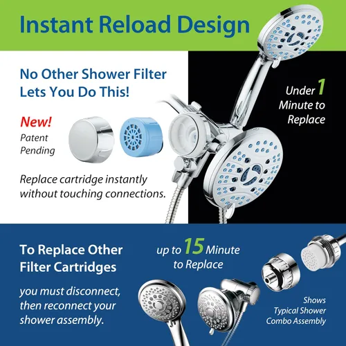 Vista 7 de Piel y cabello: el filtro de ducha más avanzado del mundo para combos con modos de filtración de encendido/apagado, recarga instantánea de cartucho
