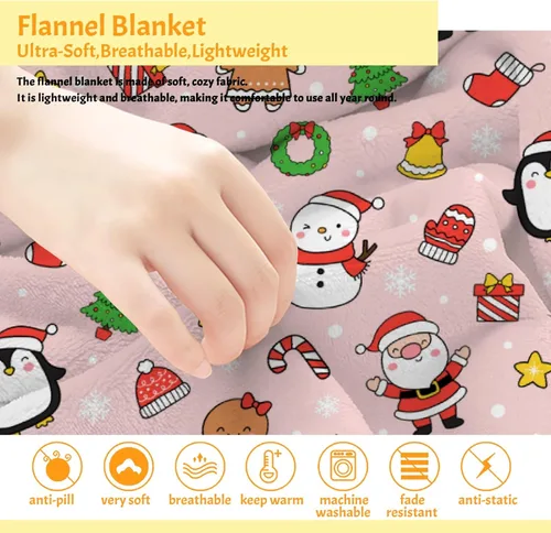 Vista 5 de Manta de Navidad – Decoración para sofá, cama, sala de estar – Manta de regalo para niñas, niños, niños pequeños/cuna, 30 x 40 pulgadas