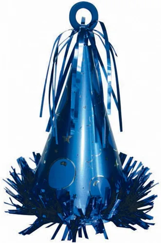 Vista 5 de Sombrero de fiesta dorado con flecos de aluminio (6 onzas), paquete de 1, centro de mesa versátil y anclaje para globos Oro