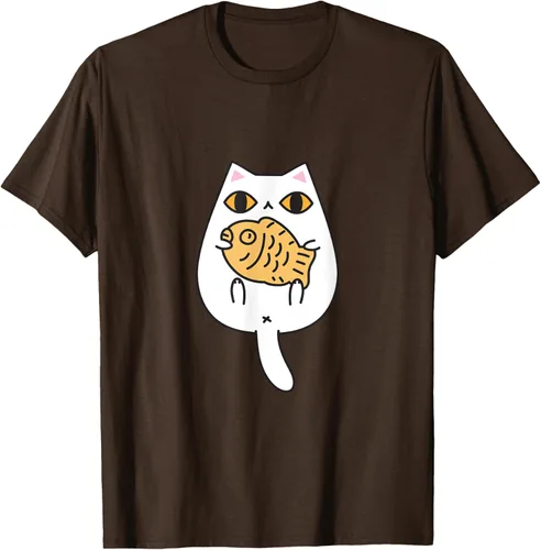 Vista 8 de Lindo gato playera Taiyaki y gato camisa Blanco