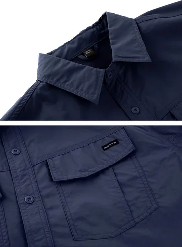 Vista 2 de TACVASEN Camisas tácticas para hombre, de secado rápido, protección solar, ligeras de manga larga con botones