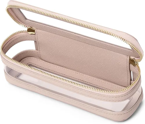 Vista 72 de Pinkmik Pequeña bolsa de maquillaje transparente, mini estuche para cosméticos, bolsa de aseo impermeable con cremallera, organizador de bolsos
