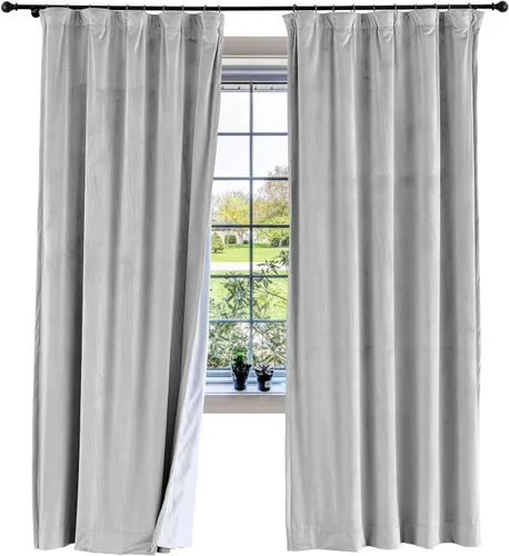 Vista 52 de cololeaf Panel de cortinas opacas de terciopelo con forro para cine en casa, cortina de ganchos planos para barra transversal o pista, 100 pulgadas