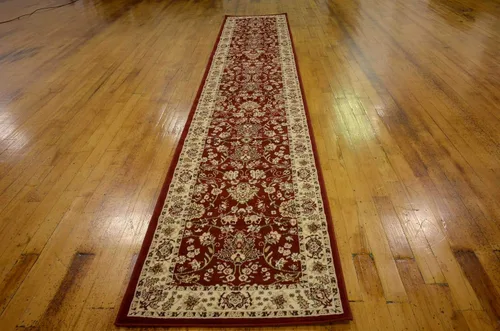 Vista 4 de Unique Loom Sialk Hill Collection - Alfombra de área - Washington (2 pies 11 pulgadas x 16 pies 5 pulgadas, color borgoña/crema)