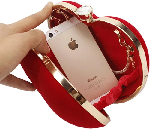Vista 7 de Bolso en forma de corazón para mujer, mini bolso de cadena de embrague, bolso de hombro elegante, bolso de noche