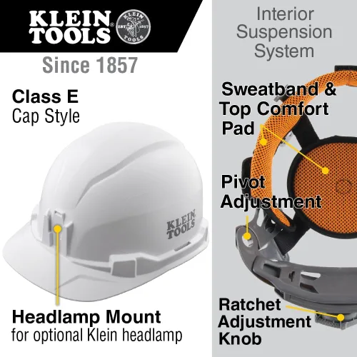 Vista 2 de Klein Tools Casco duro, estilo de gorra no ventilada, acolchado, autodesible, resistente al olor, probado hasta 20 kV Amarillo