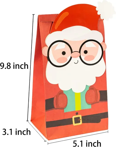Vista 3 de Uptotop - Paquete de 24 bolsas navideñas 2D con 6 diseños diferentes con temáticas festivas para guardar dulces y regalos