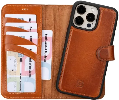 Vista 41 de BOULETTA Magsafe - Funda para iPhone 15 compatible con cuero de grano completo, magnética, desmontable, cartera para teléfono (2 en 1), 4 tarjeteros