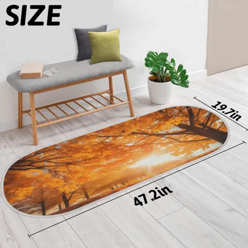 Vista 2 de cfpolar Maple Tree Forest Sunny Bathroom Rugs Non-Slip Bath Rug Microfiber Bath Mat Absorbent Kitchen Mats and Rugs Machine Washable Oval Plush