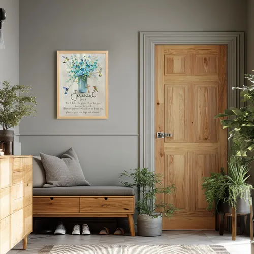 Vista 6 de LLEEMPI Arte de pared de las Escrituras cristianas, decoración de pared con versículos de la Biblia, pintura en lienzo de flores de acuarela, póster
