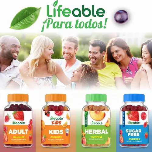 Vista 7 de Lifeable Gomitas de complejo de vitamina B sin azúcar Complejo B con vitamina C Vitaminas del complejo VIT B de gran sabor Apoyo de energía