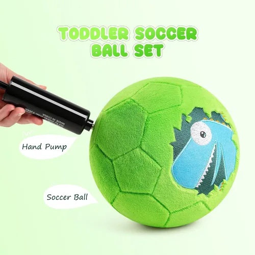 Vista 5 de Balón de fútbol interior para niños pequeños, juguetes de peluche suaves de 7.8 pulgadas, pelota de juego inflable con bomba para bebés y niños
