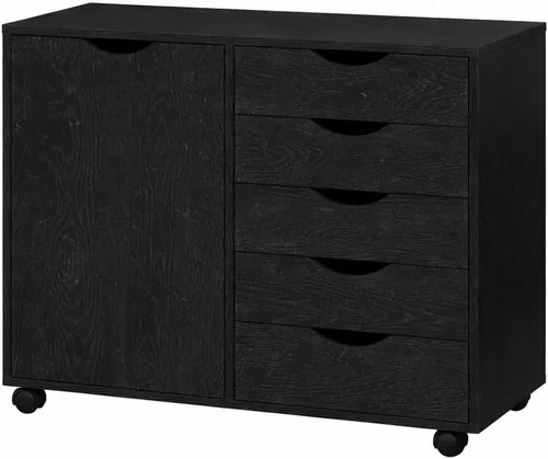 Vista 14 de Naomi Home Archivador de oficina con ruedas para debajo del escritorio, con 5 cajones y gabinete de almacenamiento lateral, organizador móvil