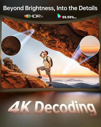 Vista 9 de Proyector inteligente 1000 ANSI/compatible con Netflix: proyector 4K con WiFi 6 y Bluetooth de 2 vías, enfoque automático AI y Keystone, audio Dolby