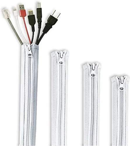 Vista 10 de StangH Organizador de mangas para organizar cables, 19 pulgadas, para el hogar y la oficina, con cremallera, organizador de cables, envoltura
