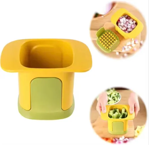 Vista 5 de Picador y cortador de verduras, amarillo y verde, corta frutas y verduras rápidamente