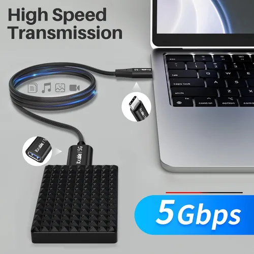 Vista 2 de Cable USB C a USB hembra de 2 pies, tipo C macho a USB A 3.1 hembra OTG, transferencia de datos de 5 Gbps, compatible con MacBook Pro/Air, iPhone 17