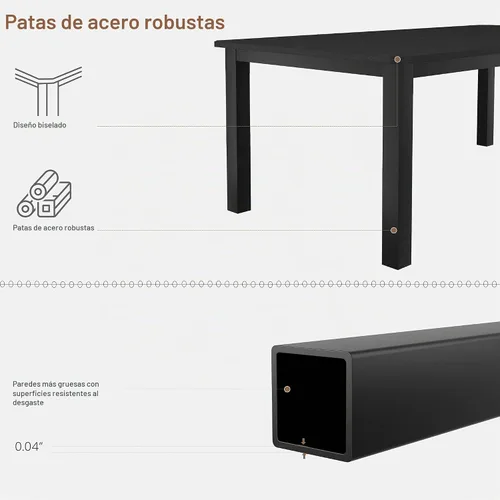 Vista 4 de Garvee Mesa de comedor de 63 ″ para 4-6 personas para comedor, negra