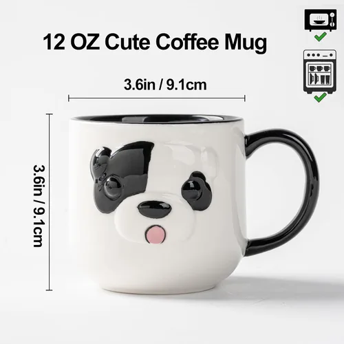 Vista 5 de Juego de 2 tazas de café de cerámica de 12 onzas para mujeres y hombres