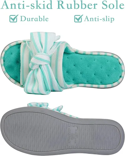 Vista 8 de ULTRAIDEAS - Pantuflas de espuma viscoelástica para mujer, con puntera abierta y correa ajustable, pantuflas de meter sin agujetas para mujer, forro