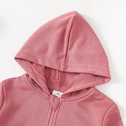 Vista 5 de Conjunto de sudadera con capucha y cremallera de 2 piezas para bebés, niñas y niños pequeños