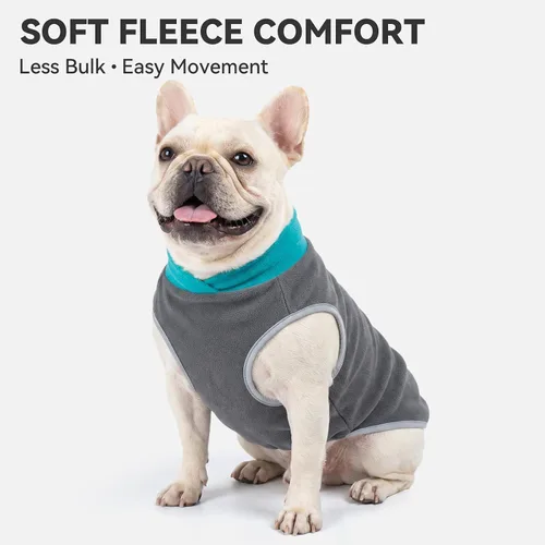 Vista 2 de cyeollo Paquete de 2 suéteres de forro polar para perro, chaleco cálido reflectante para perro, abrigo elástico para perro, chaqueta de invierno