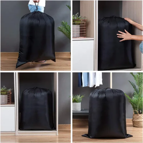 Vista 5 de Bolsa de almacenamiento multiusos extragrande para lavandería (negro, 19 x 27 pulgadas) Ligero, polvo y humedad. Ideal para mantas, ropa