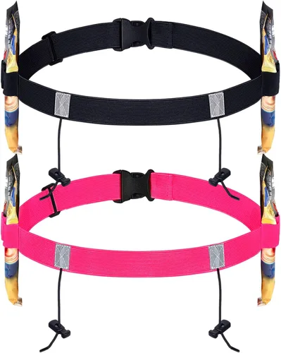 Vista 9 de JOVITEC Cinturón de número de carrera de 2 piezas con 6 bucles de gel para correr, ciclismo, triatlón, maratón