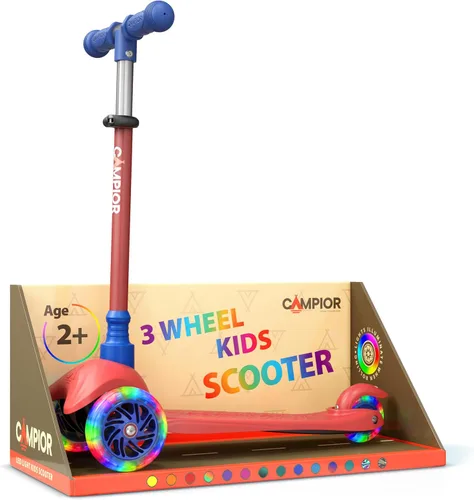 Vista 17 de Mini scooter negro de 3 ruedas para niños, inclinado para dirigir con ruedas con luces LED, manubrio ajustable, cubierta antideslizante ancha
