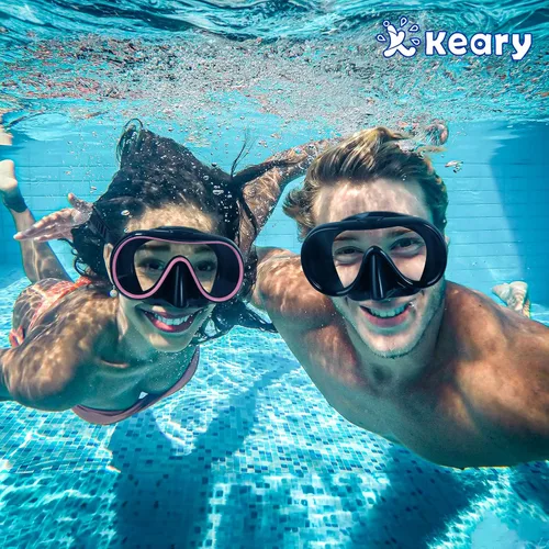 Vista 2 de Keary Gafas de natación para adultos con cubierta para la nariz, gafas de natación para hombres, mujeres, jóvenes, buceo, piscina, gafas de agua