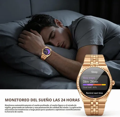 Vista 7 de Reloj inteligente de lujo para negocios, pantalla AMOLED HD de 1.32 pulgadas, llamadas Bluetooth 5.4, correa de acero inoxidable, más de 160 modos