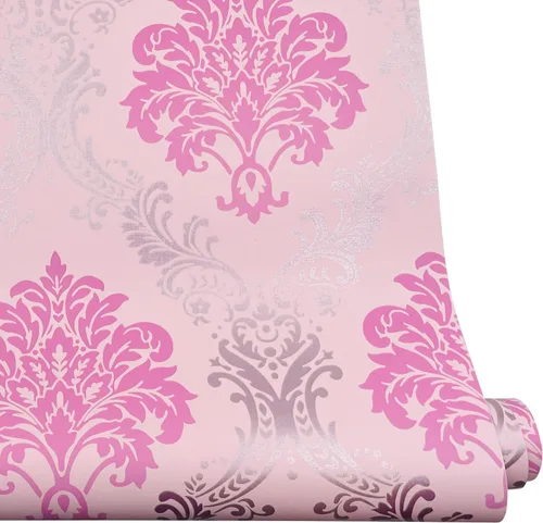 Vista 3 de Yifely Vintage Rosa Damasco Autoadhesivo Estante Cajón Liner Humedad PVC Mat 17.7x118.1 in