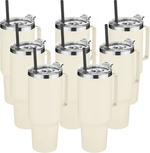 Vista 16 de Hasle Outfitters - Vaso de acero inoxidable de 40 onzas con asa, juego de vasos térmicos aislados al vacío, taza de viaje reutilizable de doble