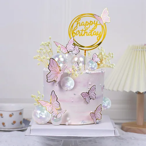 Vista 6 de 30 piezas de mini bolas para tartas, decoración de pastel de acrílico, bolas de espuma para tartas, flores secas artificiales para bodas