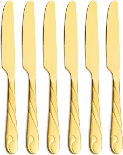 Vista 8 de Juego de cuchillos de cena arcoíris, cuchillo de carne arcoíris brillante de acero inoxidable para mesa, juego de 6 cuchillos de 23.37 cm