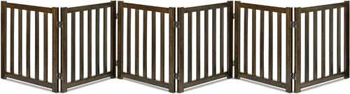 Vista 27 de LZRS Puerta para perros de madera independiente plegable de 2 paneles para interiores – Madera dura sólida de 24" de alto, puerta de seguridad