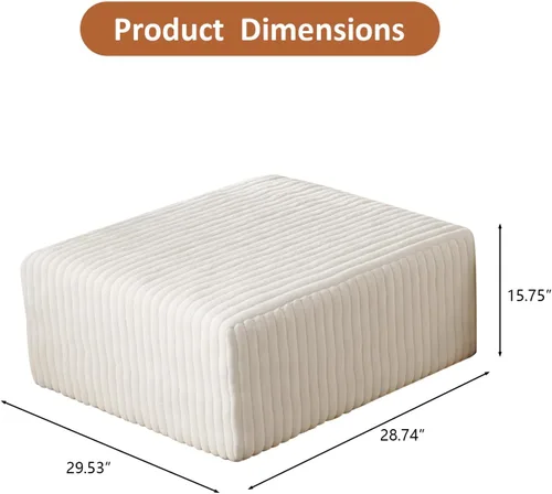 Vista 2 de Sofás modulares de pana otomana de 28.74 pulgadas para sala de estar, taburetes de sofá sin hueso, no requiere montaje, sofá profundo en una caja