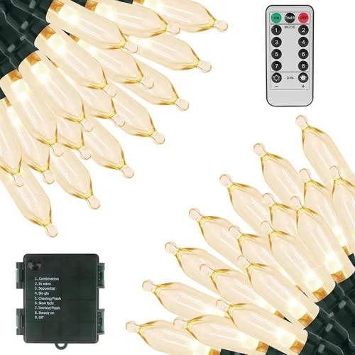 Vista 17 de Green Convenience Luces de Navidad a pilas de 33 pies 100 LED para Blanco