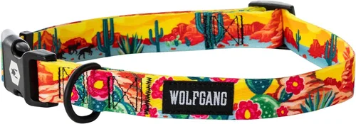 Vista 24 de Wolfgang - Collar de perro resistente y ajustable con hebilla de nailon de liberación rápida para caminar y entrenar, estampado BrookTrout, talla S