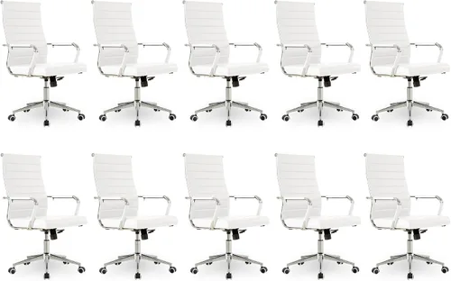 Vista 21 de Okeysen Office Desk Chair, Ergonomic Leather Modern Conference Room Chairs, Executive Ribbed Height Adjustable Swivel Rolling Chair for Home Office