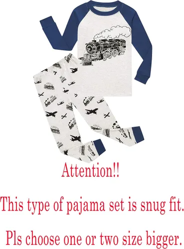 Vista 2 de KikizYe - Conjunto de pijamas para niños y niñas pequeños y grandes, ropa de dormir de 100% algodón