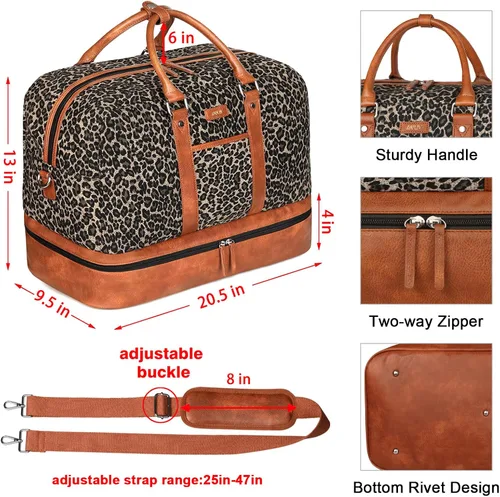 Vista 159 de IBFUN Bolsas de fin de semana para mujer, bolsa grande de lona para viaje, bolsa de viaje con compartimento para zapatos, 21 pulgadas, juego de 3