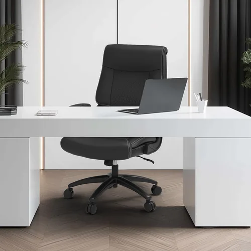 Vista 2 de Youhauchair Silla de oficina ergonómica grande y alta, silla de escritorio ejecutiva de piel sintética de 500 libras con soporte lumbar