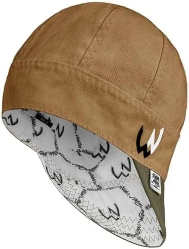 Vista 7 de Welder Nation 8 paneles 10 oz Gorra de soldadura premium 100% algodón interior y exterior de lona de pato - Protectora, duradera, resistente