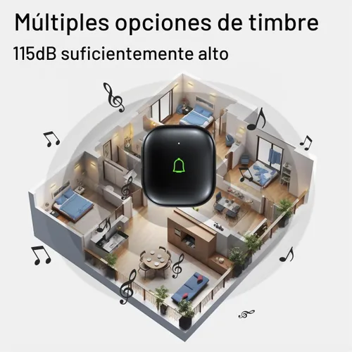 Vista 5 de Timbre de puerta inalámbrico IP66, timbre de puerta inalámbrico impermeable de 1000 pies, 32 campanas de 115 dB, 7 niveles Vol, modo de silencio