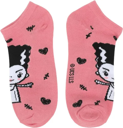 Vista 4 de Bioworld Universal Monsters Chibi Monsters - Calcetines tobilleros para mujer (5 pares), Multi colorido