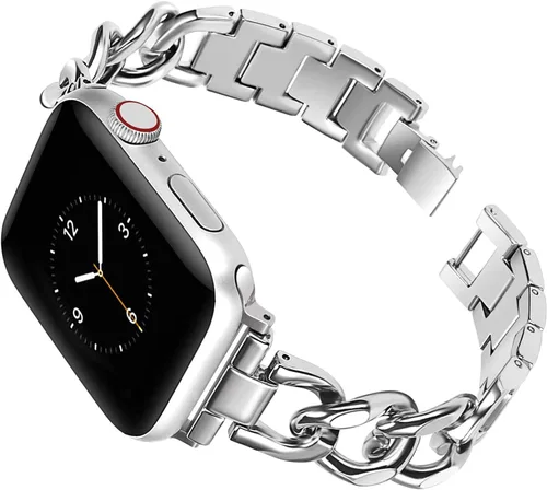 Vista 9 de Compatible con Apple Watch Band para mujer y hombre de 1.614 in 1.575 in 1.496 in 1.732 in 1.772 in 1.654 in Ultra 1.929 in, pulsera de acero